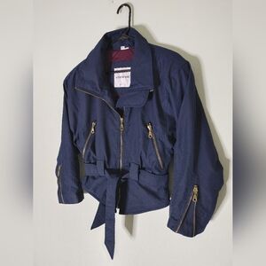 Andrew Marc New York blue cropped zipper jacket